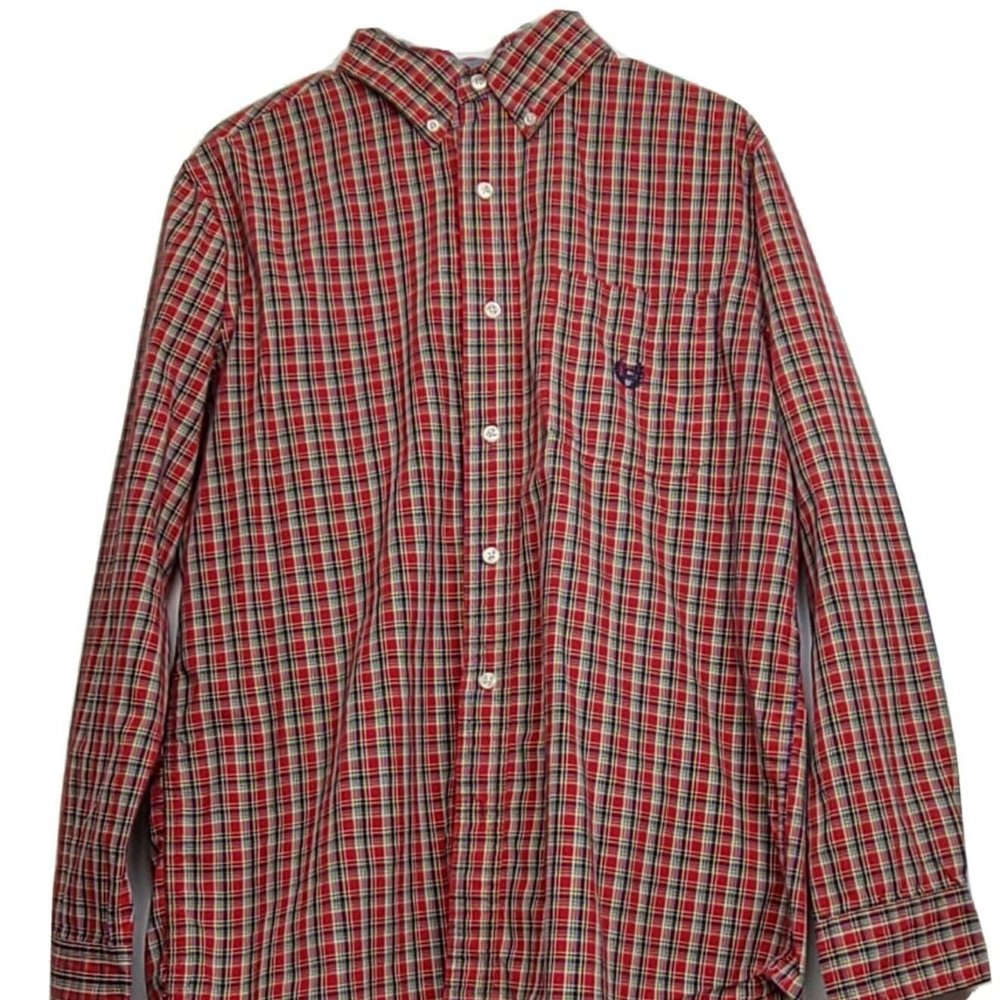Chaps Men's SZ:M Red Blue Green Plaid Button Shirt